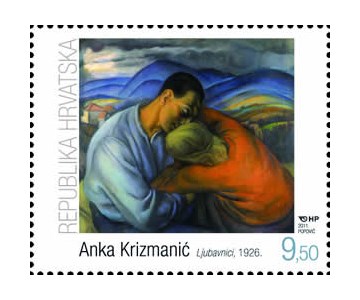 Anka Krizmanić, Ljubavnici, 1926. (pastel na papiru,         1005 mm x 1125 mm), Zbirka „Kovačić“, fotografija: Krešimir Tadić